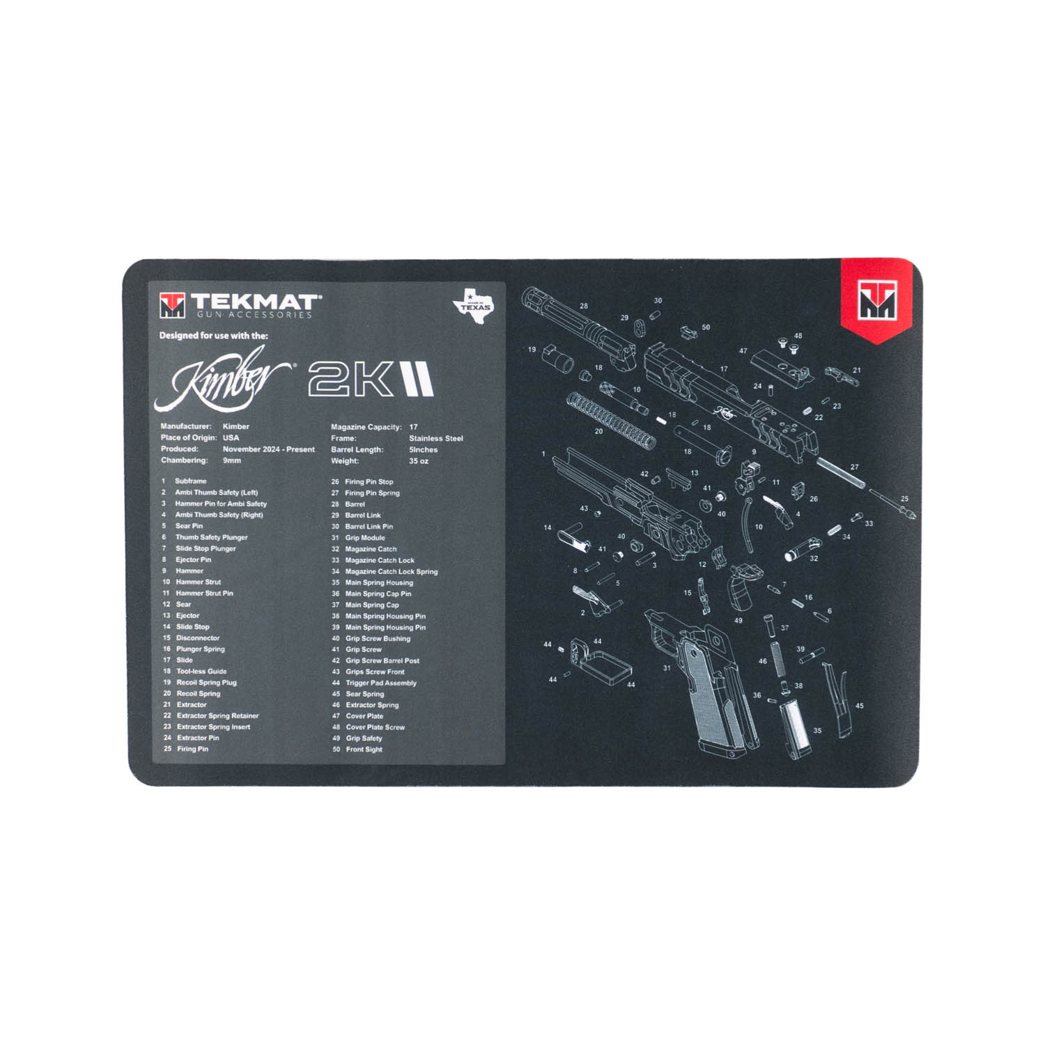 TekMat Kimber 2K11 11"x17" Gun Cleaning Mat