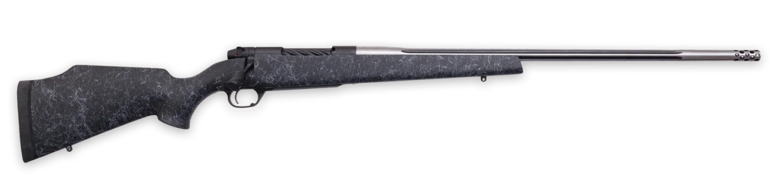 Weatherby Mark V Accumark Rifle MAM01N340WR8B, 340 WBY Mag, 26", Black w/Gray Webbing Stock, 3 Rds