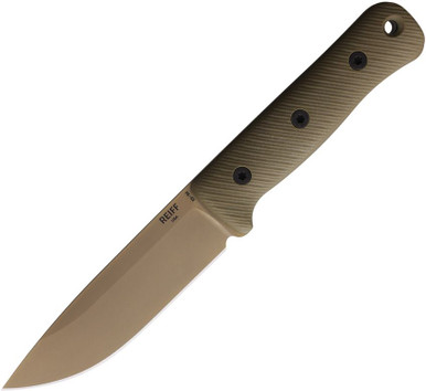 Reiff Knives F5 GEN2 Field Survival Fixed Blade Knife 5" CPM-MagnaCut FDE PVD Blade OD Green G10 - F511DODGBLKA
