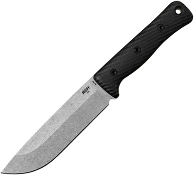 Reiff Knives F6 Leuku GEN 2 Fixed Blade Knife - 6" CPM-3V Stonewashed Blade, Black Canvas Micarta Handles, Black Kydex Sheath