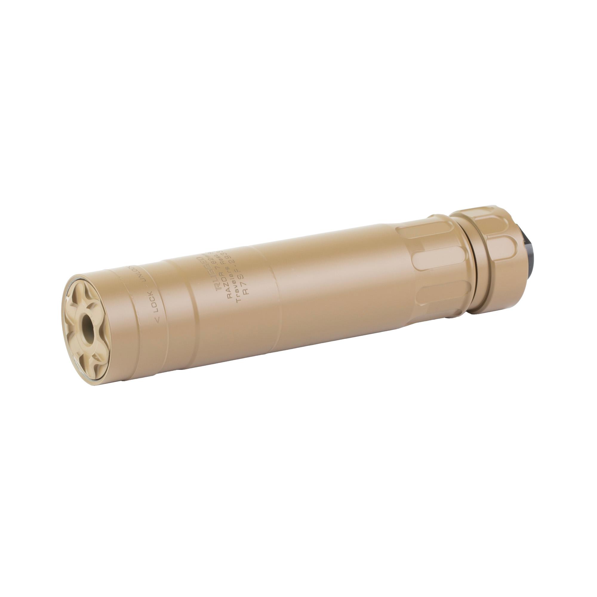 Rugged Suppressors RZRFDE762 Razor 762 7.62 Cal Suppressor, W/ 5/8x24 Muzzle Brake, FDE