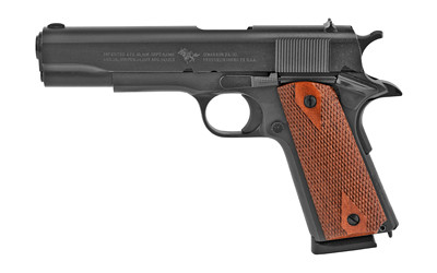 Cimarron 1911A1 .45 ACP, 5" Barrel, Fixed Sights, Wood Grip, Black, 8rd