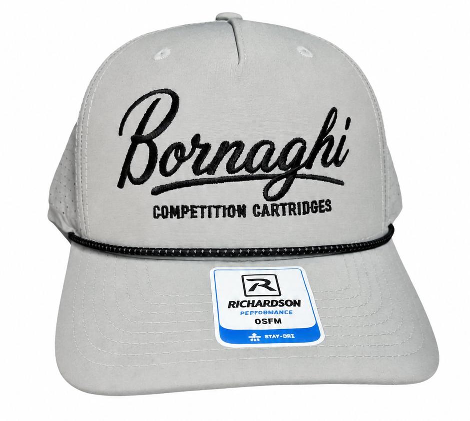 Able's Cap, Richrdson 355, Bornaghi Logo, Solid Silver, Black and Silver Rope, Hat (AC081)