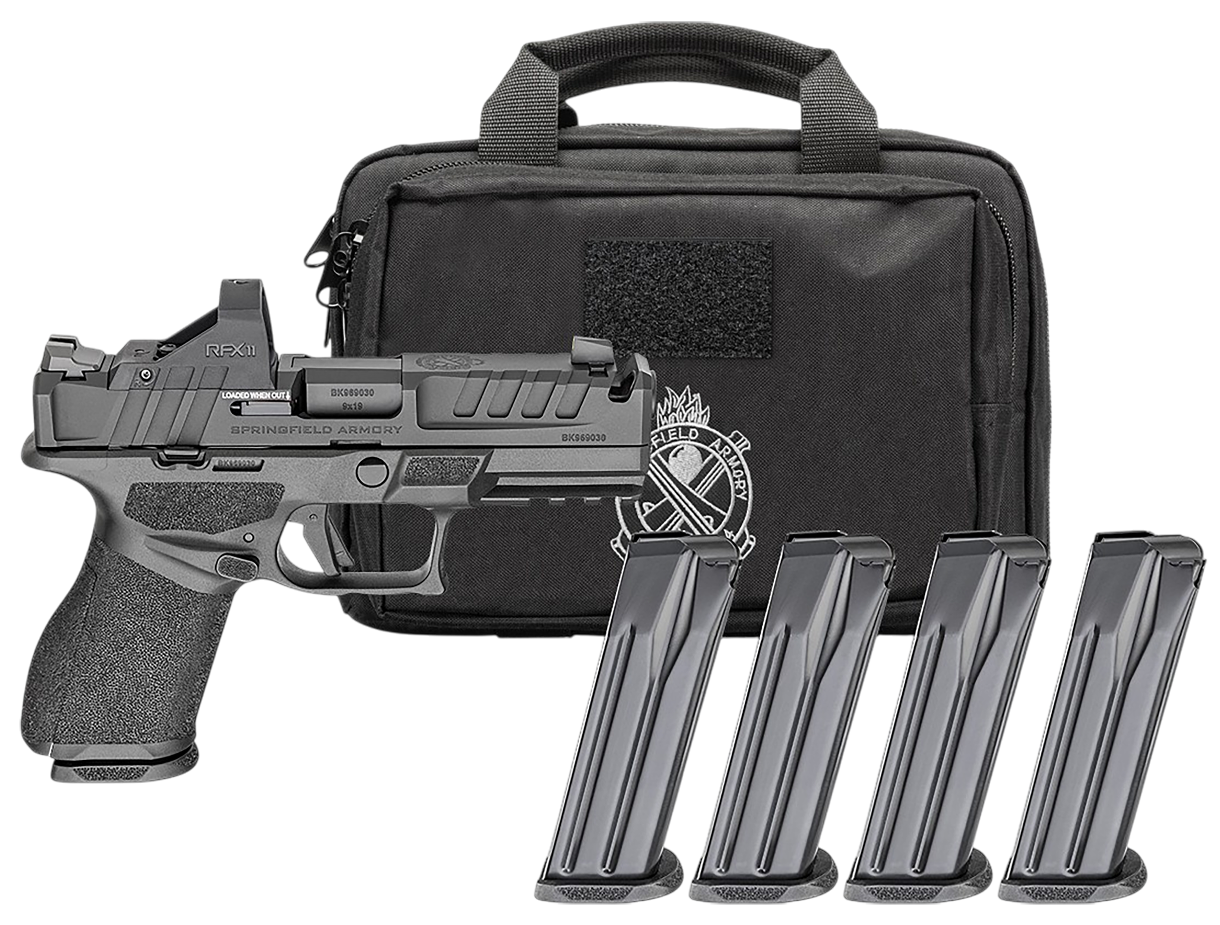 Springfield Echelon Comp Gear Pac Optic Ready Pistol EC9409BCOMP15PAC, 9mm, 4in, Textured Grips, Black Finish, 15 Rds
