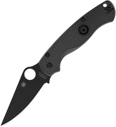 Spyderco Para Military 2 Lightweight Folding Knife - 3.47" CTS-BD1N Black Plain Blade, Black FRN Handles, Reversible Wire Clip, Compression Lock - C81PBBK2