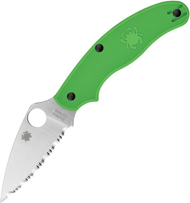 Spyderco UK Penknife Salt C94SGR - Green FRN - Serrated LC200N Steel