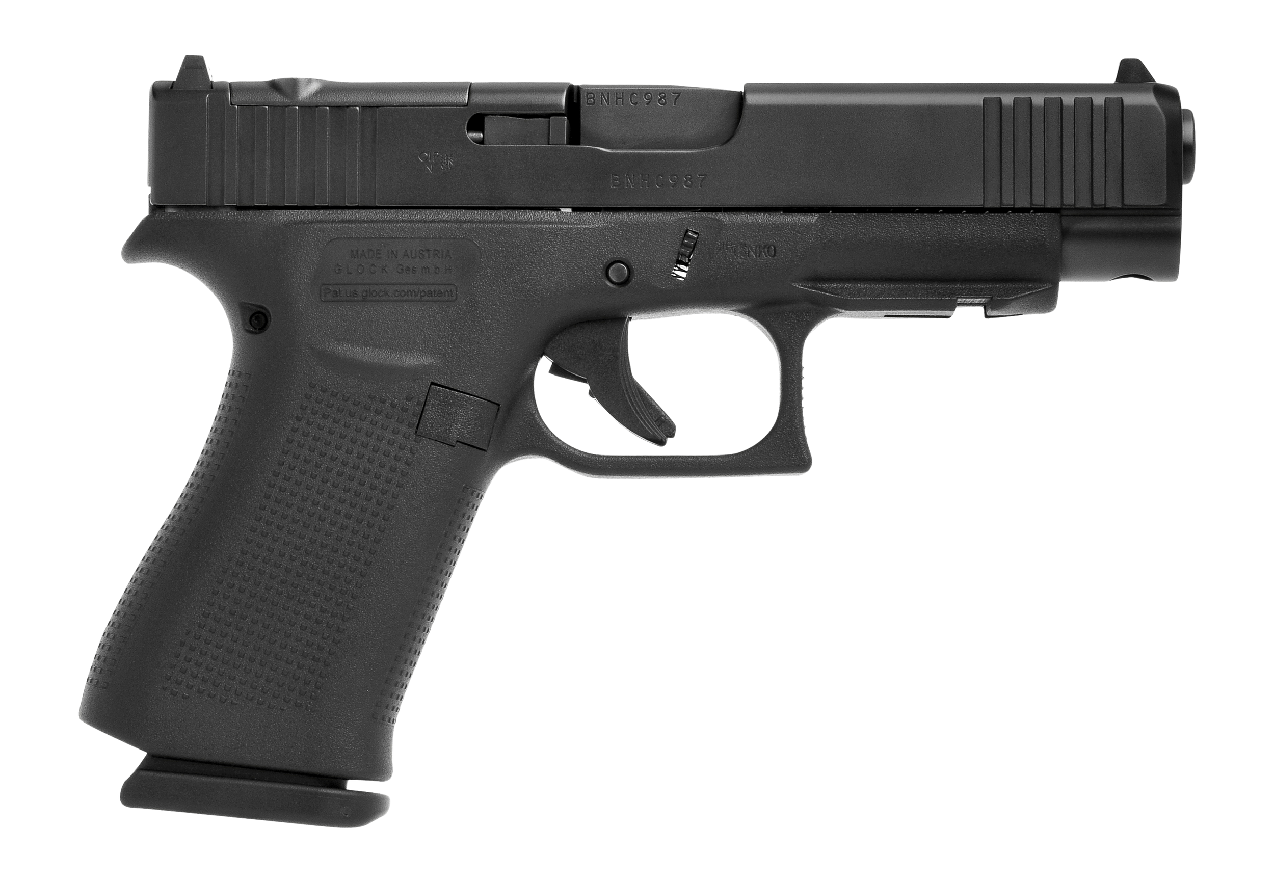 Glock G48 Optic Ready Pistol PA4850203FR, 9mm, 4.17in, Black Textured Polymer Grips, Black Finish, 15 Rds