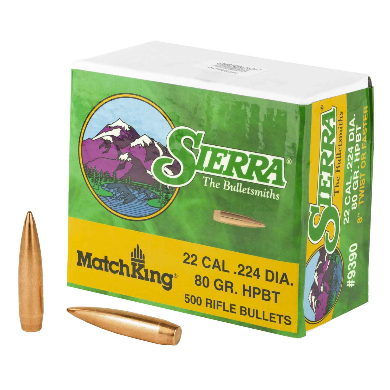SIERRA BULLETS MATCHKING, .224 DIAMETER, 22 CALIBER, 80 GRAIN, HOLLOW POINT BOAT TAIL, 500 COUNT