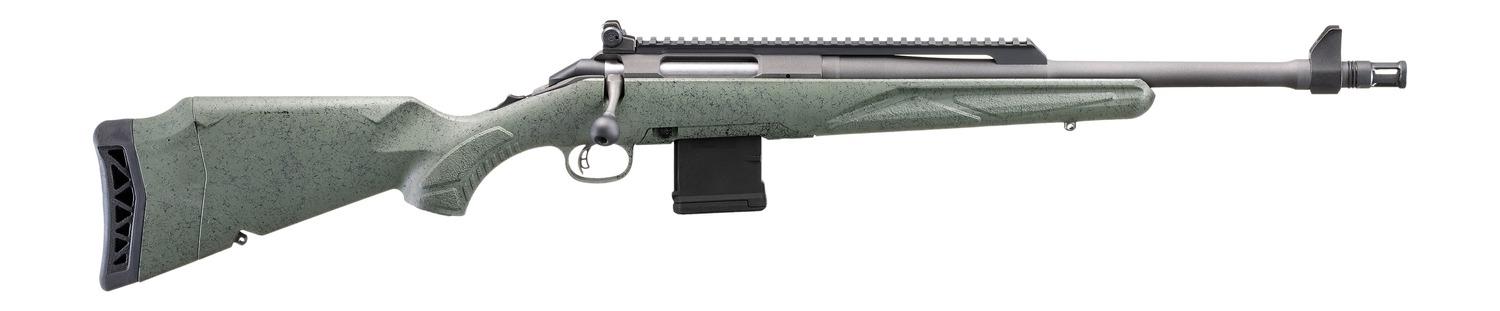 Ruger American Scout Gen II Rifle 46965 , 5.56 NATO, 16.1", Leaf Green Splatter Stock, Cobalt Cerakote, 10 Rd