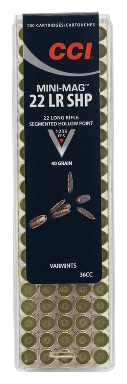 CCI Mini-Mag Rimfire .22 LR, 40gr, Segmented Hollow Point, 100rd