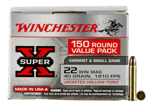 Winchester Super-X 22 Magnum 40gr, Jacketed Hollow Point, 150rd Box
