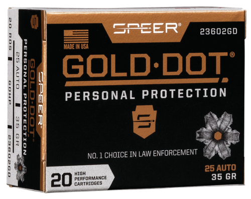 Speer Gold Dot Personal Protection 25 Automatic Colt Pistol (ACP) 35gr, Hollow Point, 20rd Box