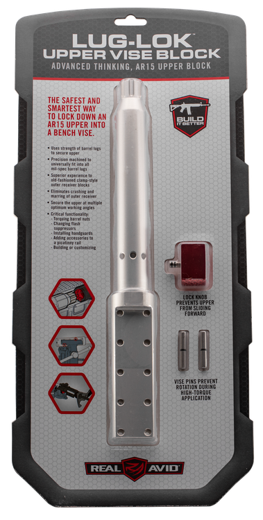 Real Avid Lug-Lok AR-15 Upper Vise Block, Aluminum, Silver
