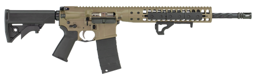 LWRC Individual Carbine Direct Impingement 5.56mm 16.10", Black 6 Position Synthetic Stock Flat Dark Earth Anodized Steel Receiver, 30rd