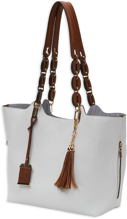 Bulldog Tote Style Purse Braided White Leather Shoulder Most Small Pistols & Revolvers, Ambidextrous