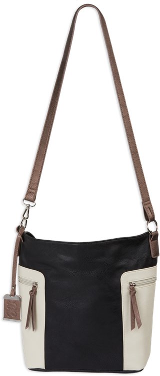 Bulldog Hobo Purse Holster Black Tan Trim PU Leather Most Sm Pistols & Revolvers Ambidextrous