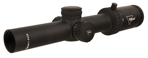Trijicon Credo 1-4x24 2nd Focal Plane, Red MRAD Ranging, 30mm Tube, Matte Black, Low Capped Adjusters