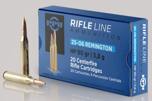 PPU Standard Rifle 25-06 Rem 90gr, Hollow Point, 20rd Box