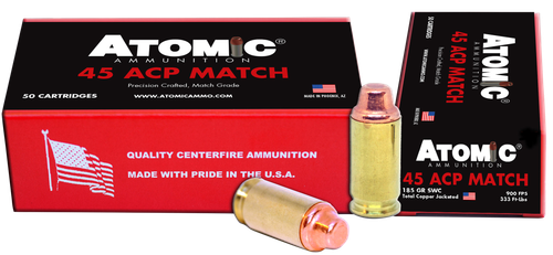 Atomic Match 45 ACP 185gr, Semi-Wadcutter, 50rd Box
