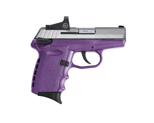 SCCY CPX-1 9mm, 3.1" Barrel, Purple Frame, Silver Slide, CTS-1500 Red Dot Sight, 10rd