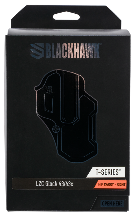 Blackhawk T-Series L2C Outside Waistband Glock 43, Black, Right Hand