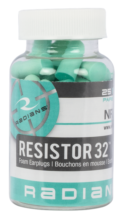 Radians Resistor 32, Ear Plug, Foam, Aqua, 25 Pairs