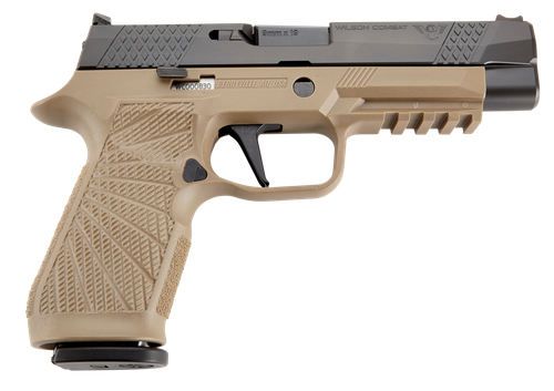 Wilson Combat WCP320 Whistle Tip Sig P320 9mm, 4.7" Barrel, Black, Tan, Custom Gun Armor, Fiber Optic Front Sight, 2x17rd Mags
