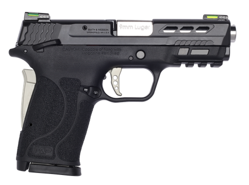 Smith & Wesson M&P Performance Center Shield EZ Micro-Compact Frame 9mm, 3.80" Ported Barrel, Black Armornite Serrated Slide, Picatinny Rail, Manual Thumb Safety, 8 rd