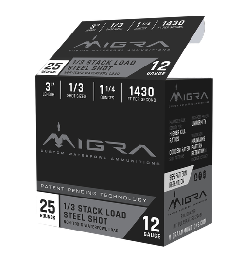 Migra Combinational 12 Ga, 3", 1 1/4oz, 1-3 Shot, 25rd Box