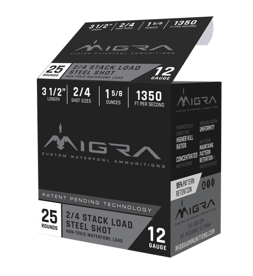 Migra Combinational 12 Ga, 3.50", 1 5/8oz, 2-4 Shot, 25rd Box