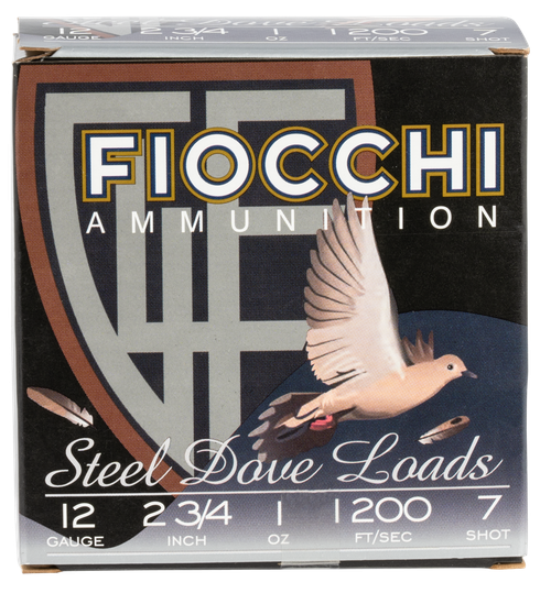Fiocchi Dove & Quail Steel 12 Ga, 2-3/4", 1oz, 7 Shot, 25rd Box