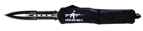 Templar Knife 'Come And Take It' Gen II Large OTF Knife, 3.5" Blade, 5.5" Handle, 440C Part Serrated, Black
