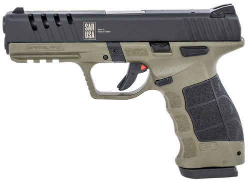 SAR SAR9X 9mm, 4.4" Barrel, Adjustable Sights, OD Green/Black, 17rd