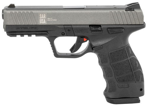 SAR SAR9 9mm, 4.4" Barrel, 3-Dot Sights, Black/Platinum, 17rd