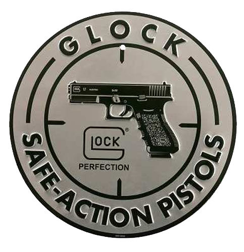 Glock Safe Action Sign, Aluminum, Silver/Black