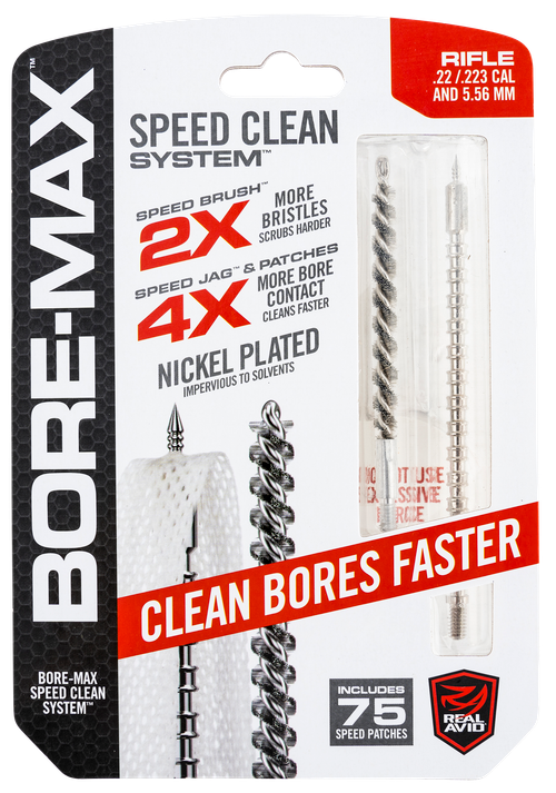 Real Avid Bore-Max Speed Clean System, .22/.223/5.56, 75 Speed Patches