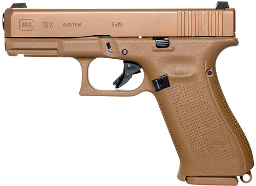 Glock 19X AUS 9mm, 4.02" Barrel, Night Sights, Coyote, 17rd