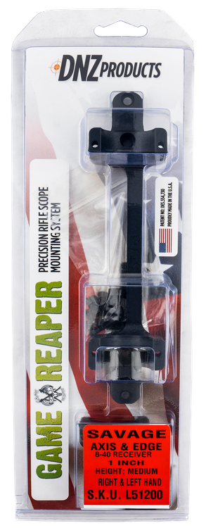 DNZ Game Reaper Scope Mount/Ring Combo Savage Axis/Edge, Matte Black, 8-40 Screw Holes 1" Tube Medium Rings Aluminum Rifle