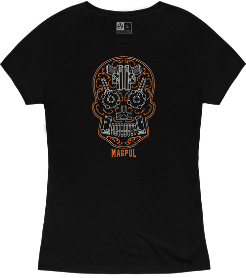 Magpul Sugar Skull, Womans T-Shirt, Medium, Black