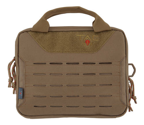 Tac Six Crew Tactical Double Pistol Case, 600D Polyester, MOLLE, Coyote