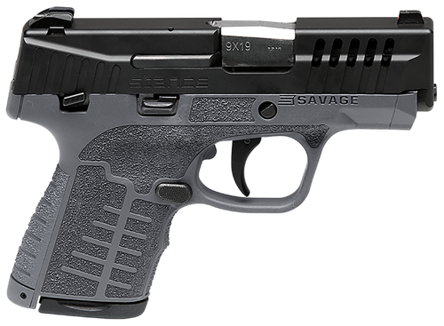 Savage Stance MC9MS 9mm, 3.2" Barrel, Black Slide, Gray, 3 Dot Sights, Manual Safety, 10rd