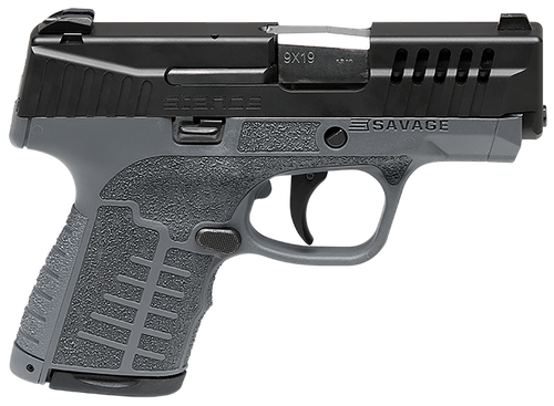 Savage Stance MC9 9mm, 3.2" Barrel, Black Slide, Gray, 3 Dot Sights, No Manual Safety, 8rd