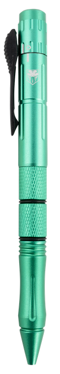 CobraTec Knives Pen Knife OTF Drop Point Plain Stainless Steel Blade Tiffany Blue Aluminum Handle Features Black Ink Pen