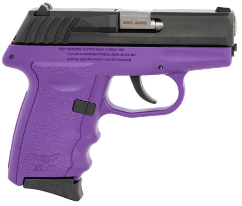 SCCY CPX-3 .380 ACP, 3.10" Barrel, Black Slide/Purple Grip, No Manual Safety, 10rd
