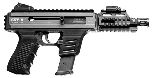 Czech Weapons CSV-9 9mm, 4.75" Barrel, Black, Adj Sights, Glock Mag Compatible, Ambi Safety, 1 Glock 17rd Mag