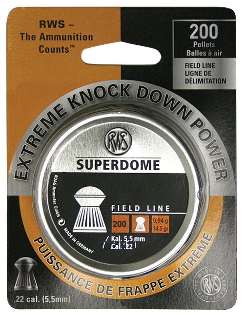 RWS/Umarex Superdome .22 Pellet Lead Domed/Grooved Skirt 200 Per Tin