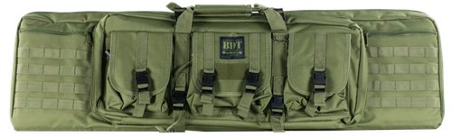 Bulldog BDT40-43G Tactical Single Rifle Case 43" Green Nylon with 3 Accessory Pockets & Deluxe Padded Backstraps Lockable Zippers