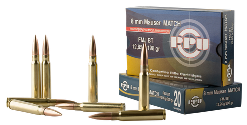 PPU Match 8mm Mauser 200gr, Full Metal Jacket, 20rd Box