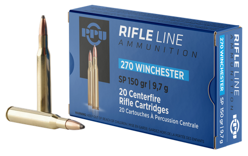 PPU Standard Rifle 270 Winchester 150gr, Soft Point, 20rd Box