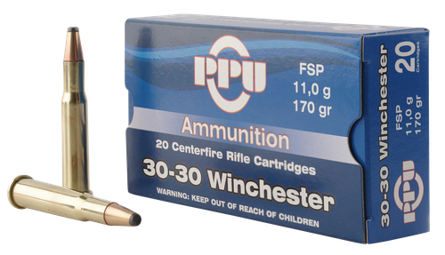 PPU Standard Rifle 30-30 Winchester 170gr, Flat Soft Point (FSP), 20rd Box